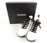 CHANEL シャネル G35617 スニーカー 1点 ホワイト系 38 ココマーク 靴 シューズ