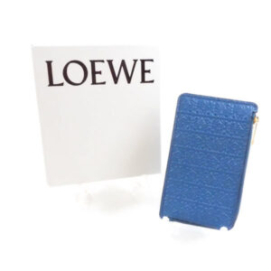 LOEWE ロエベ リピート コイン カードホルダー 1点 ブルー系 エンボスカーフ L字ファスナー