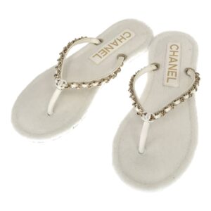 CHANEL シャネル G39886Y56542 トングサンダル 37 (23.5cm相当) ココマーク チェーン パイル レディース AY5915W1