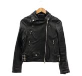 DENHAM デンハム ダブルライダースジャケット 36 羊革 レザー レディース AT1161W4