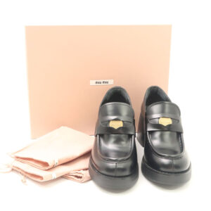miumiu ミュウミュウ 5D820D ローファー 38(25cm相当） レザー 革靴 コイン ペニー レディース AU2469W1