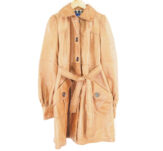 BURBERRY BLUE LABEL バーバリー カウレザーコート 38 牛革 ノバチェック レディース AY4907B16
