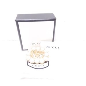 GUCCI グッチ パール ダブルG ブローチ ゴールド GG レディース AM4108W3