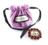 GUCCI グッチ GGマーモント ブローチ レッド ラインストーン ピン レディース AM3819W