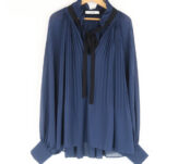 LUNE リュンヌ LU19X-110 プリーツフリル ブラウス F ポリエステル100％ 長袖 フリル衿 レディース AK319A45