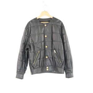 CELINE セリーヌ 2EA06978E レザー ジャケット 38 M 羊革 ラムレザー ノーカラー キルティング レディース AM5435W