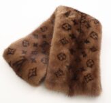 LOUIS VUITTON ルイヴィトン M78744 モノグラム エシャルプ ヴィゾン マフラー ミンク100% シルク100% ファー AT1109W1