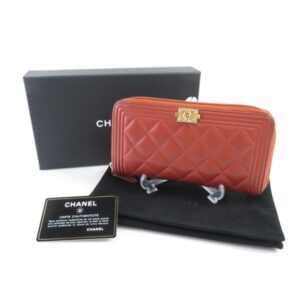 CHANEL シャネル A80288 ボーイシャネル ロングジップウォレット ラムスキン ラウンドファスナー長財布 AU1153W