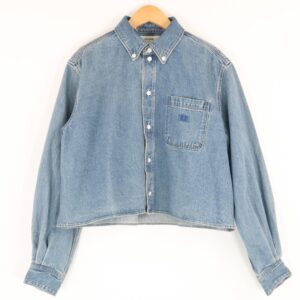 CELINE セリーヌ クロップドデニムシャツ 2T187459N 21AW シャツ M コットン100% 長袖 ジャケット 刺繍 レディース AT1462W2