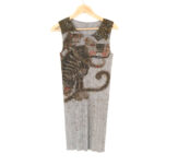 プリーツプリーズ イッセイミヤケ Tiger Cat Korean Fork Art Minwa Dress PP83-JH719 ロング丈ノースリーブブラウス 3 AY6779W1