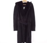 MAXMARA マックスマーラ コート ブラック 40 アルパカ他 フード ベルト ファー レディース AO1049W