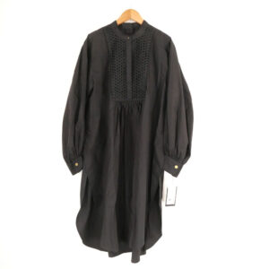 トゥモローランドコレクション ブラックコンビネーション モールボザムチュニックシャツ 36 Sサイズ相当 長袖 ロング AO3020A12