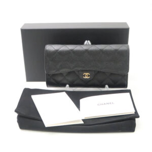 CHANEL シャネル クラシック キャビアスキン マトラッセ AP0241Y01864 ロングフラップウォレット 二つ折り長財布 レディース AY5165W2