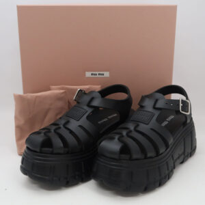 miumiu ミュウミュウ 3LKK 5X709D サンダル 38 (25cm) プラットフォーム 厚底 レディース AM5681W3