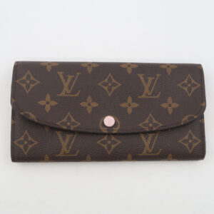ルイヴィトン M61289 モノグラム ポルトフォイユ エミリー 長財布 レザー ローズバレリーヌ 二つ折 ゴールド金具 レディース AU2649