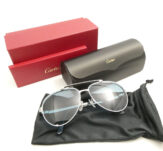 Cartier カルティエ A08G95MJ パイロット サングラス 61□15 145 アイウェア 眼鏡 めがね AY7619
