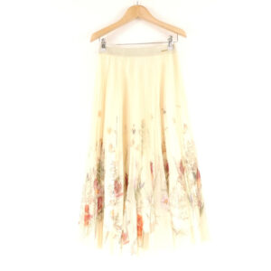 EPOCA エポカ チュールフラワープリントプリーツスカート 38 Sサイズ オフホワイト ロング丈 レディース AO3071A46