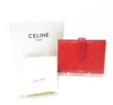 CELINE セリーヌ ストラップウォレット 二つ折り財布 1点 レッド系 ミディアム サイフ AM3454W