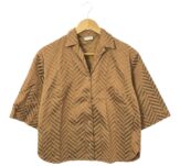 Dries Van Noten ドリスヴァンノッテン ジャケット 36 コットン100％ 半袖 シャツ ヘリンボーン レディース AT550A52