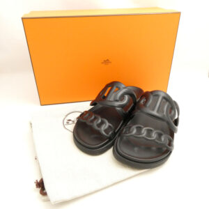 HERMES エルメス エクストラ シェーヌダンクル (H221146Z) サンダル 36 レザー フラット レディース AY6769