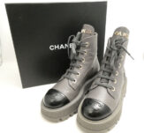 CHANEL シャネル G45124 ブーツ 37 24cm相当 ココマーク レレースアップ 厚底 レディース AD1257W3