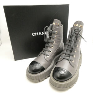 CHANEL シャネル G45124 ブーツ 37 24cm相当 ココマーク レレースアップ 厚底 レディース AD1257W3