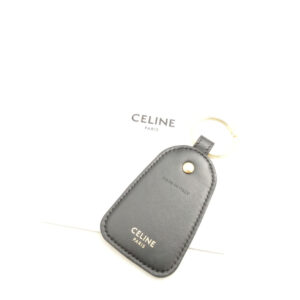CELINE セリーヌ トリオンフ キャンバス&カーフスキン キーホルダー ブラック レザー バッグチャーム リング ゴールド金具 小物 AU3788